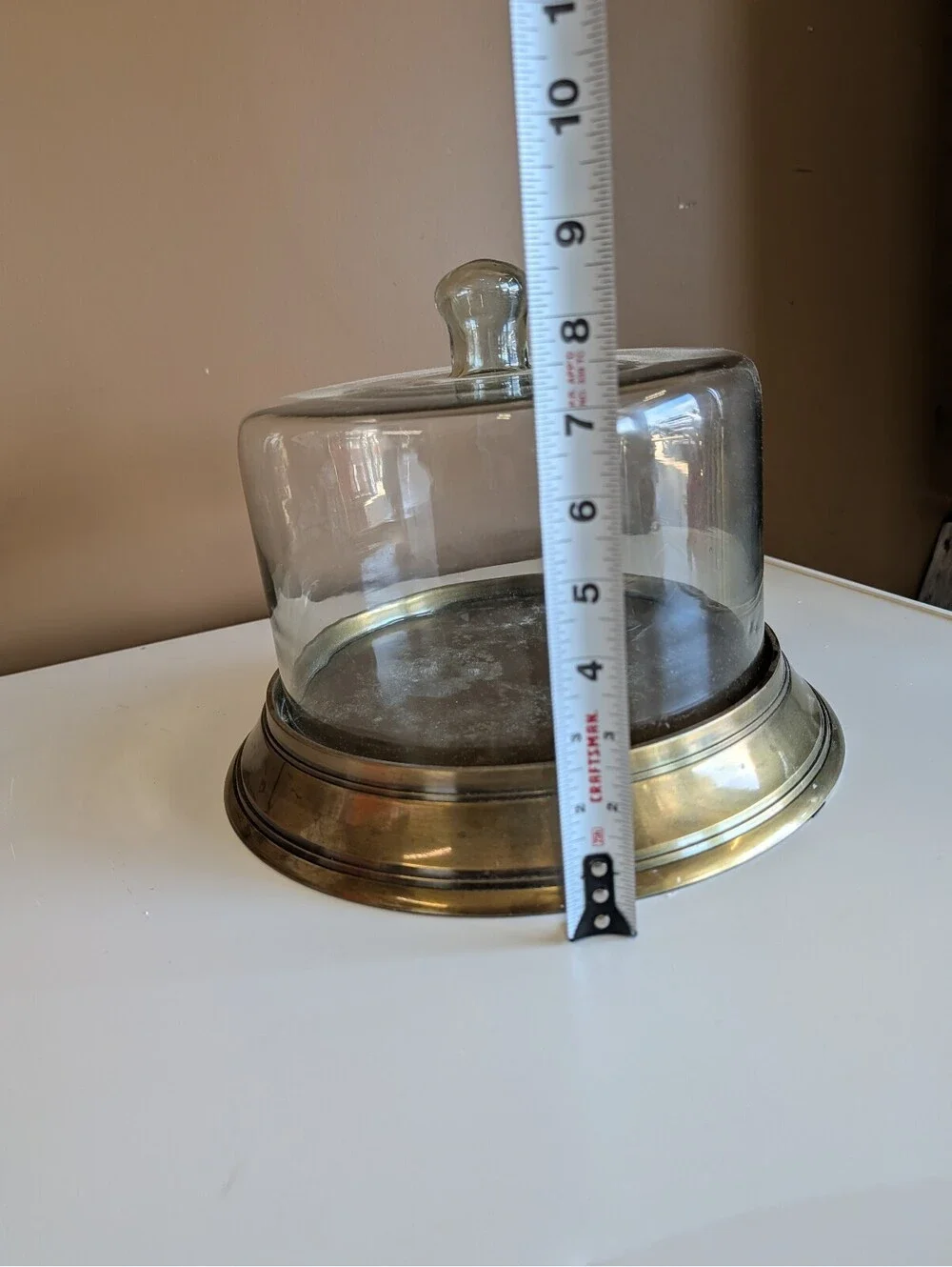 Vintage Glass Dome Cloche with Brass Base